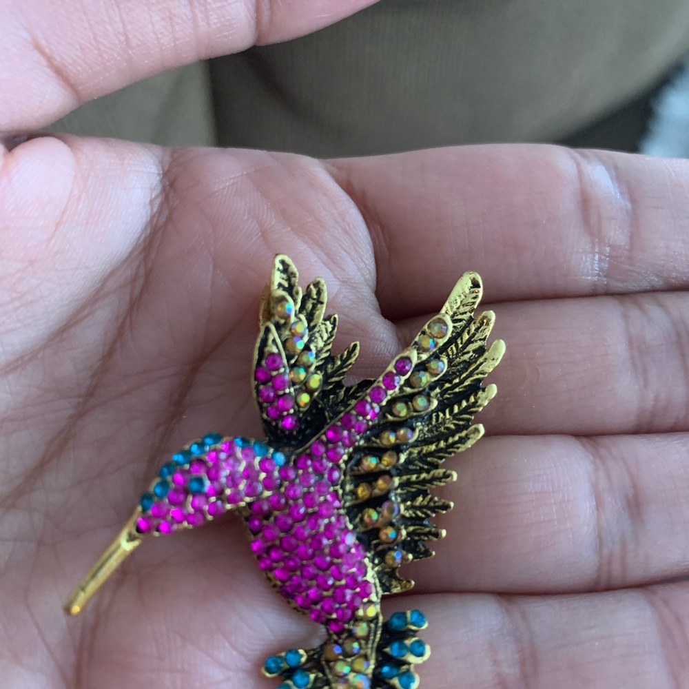 Hummingbird Rhinestone Brooch